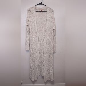 Boho Crocheted Sweater Duster Cardigan Anthropologie Pilcro Size S Neutral